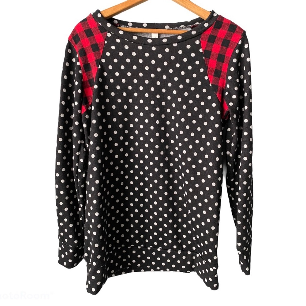 Women’s Twenty Ten Black Polka Dot Tunic Top Small